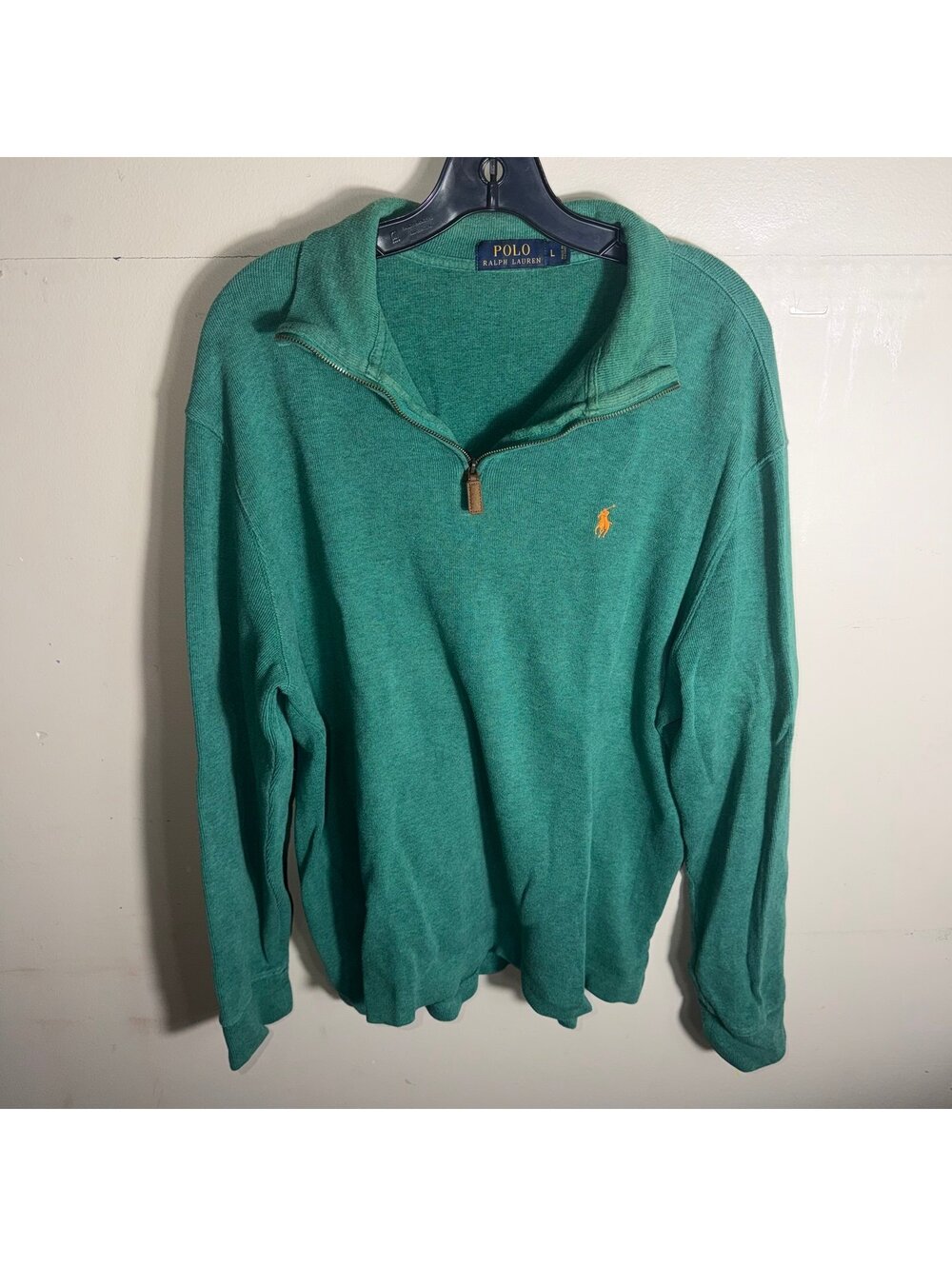 Polo Ralph Lauren Green Quarter Zip Mens LG Vtg y2k 90s Rare